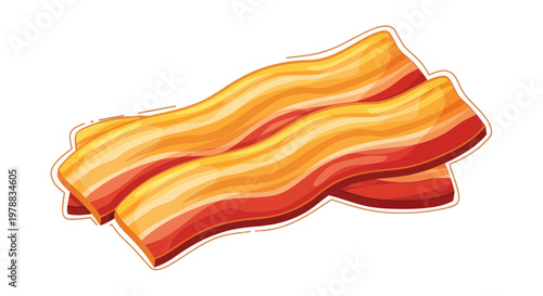 Crispy Bacon Strips Isolated on White Background