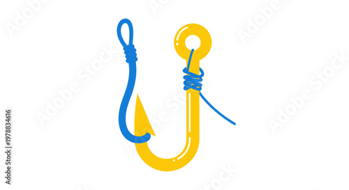 Fishing Hook with Blue Line Illustration