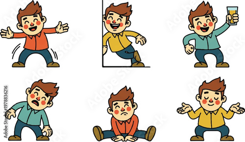 Cartoon character poses and expressions set