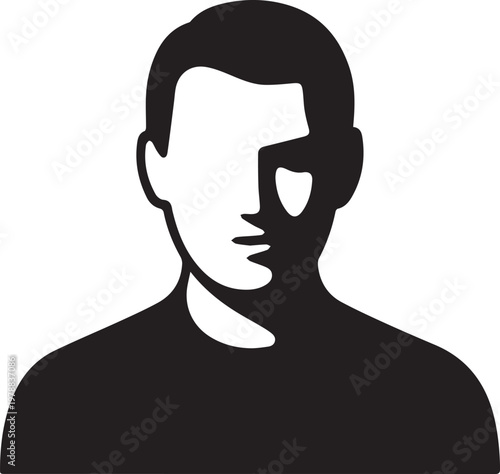 Mystery man silhouette portrait showing partial face in dramatic lighting representing anonymous male identity or mysterious persona profile