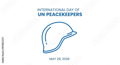 International Day of UN Peacekeepers logo with blue helmet isolated on background