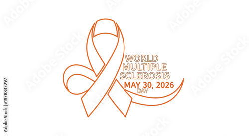 Orange awareness ribbon for World Multiple Sclerosis Day on May 30, 2026 isolated on background