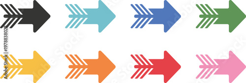 Arrow icon set, vibrant vector arrows in multiple shapes and directions for navigation symbols infographic elements and modern graphic design.