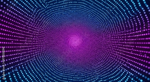 Abstract Swirling Tunnel of Blue and Purple Dots vortex