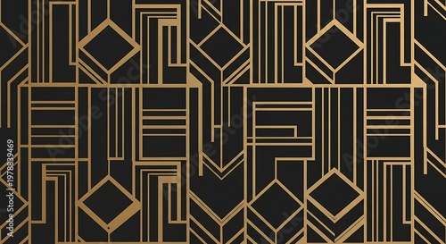Art Deco Geometric Pattern Black and Gold 4881c307