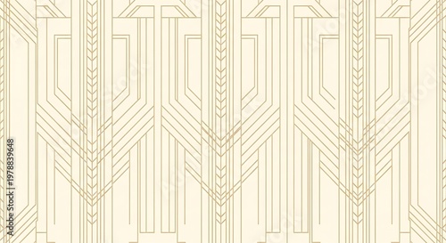 Art Deco Geometric Pattern in Gold on Cream image photo