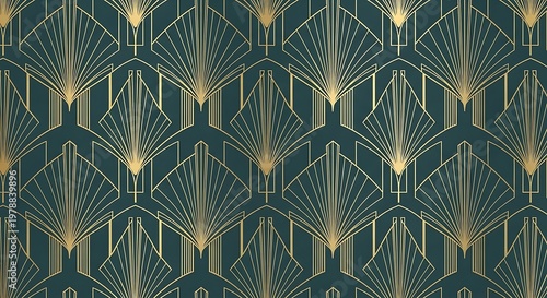 Art Deco Geometric Pattern Teal and Gold 4fb6 4717f109