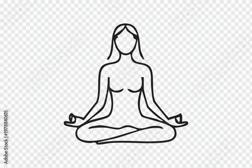 Woman in yoga lotus position icon