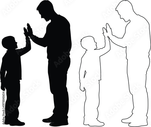 Adults highfiving children in different silhouette styles