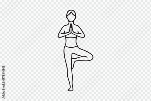 Yoga tree pose icon, outline style