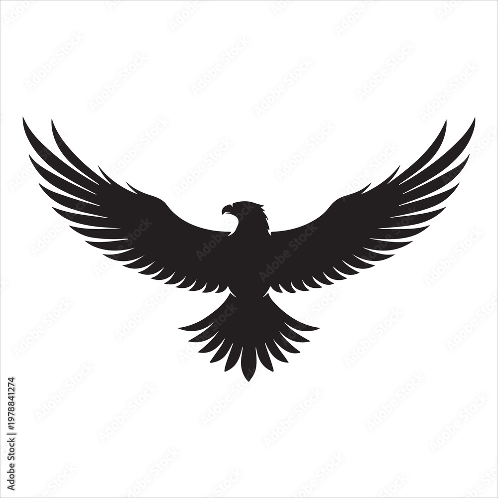 Naklejka premium powerful eagle silhouette vector isolated on white background