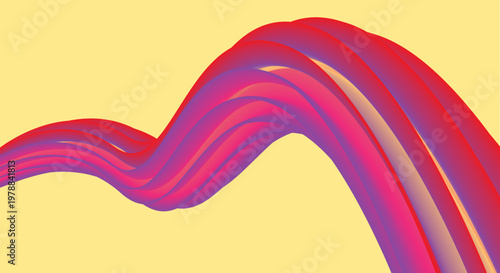 Abstract Red Gradient Wave Flow on Yellow Background