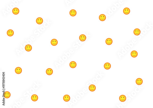 Seamless pattern with various yellow emoji faces and expressive smiles