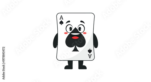 A cheerful ace of spades playing card character with arms and legs is presented as a silhouette high quality professional detailed