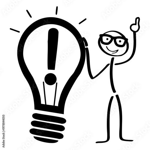 A cartoon character with a light-bulb moment of inspiration and creativity