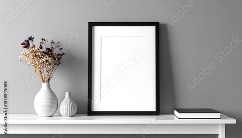 Minimalist Interior Design - A Blank Picture Frame and Decorative Elements.