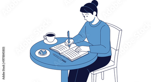 Woman Writing in a Book.