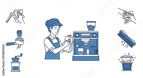 Man working with coffee machine.