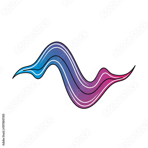 Gradient ribbon wave with soft curves and blended colors.