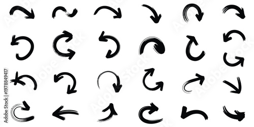 Collection of various arrow symbols in different orientations and styles isolated on white background, Vector, illustration