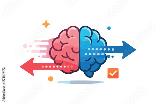 Attention residue and task switching cost focused on leftover cognitive load after shifting between activities in digital work, a brain combined with split arrows and a