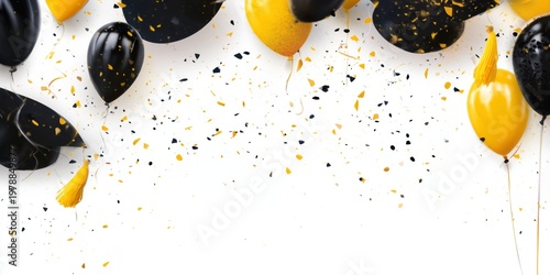 Colorful Balloons and Confetti Create a Festive Scene for a Celebration or Pa...