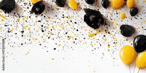 Colorful Balloons and Confetti Create a Festive Scene for a Celebration or Pa...