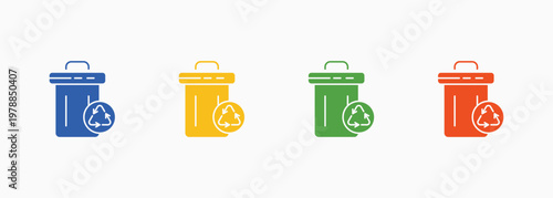 Waste Icon Set Color Multiple Style Collection Element For Design