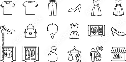 Fashion and clothing line art collection apparel accessories and store elements