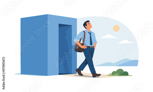 A worker taking a brief pause to regain composure during a stressful workday, practicing a moment of reflection and reset to restore productivity, visual metaphor of a