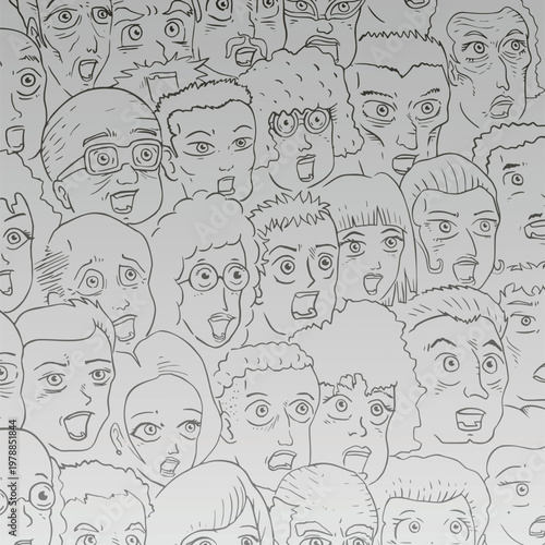Many people faces background art design