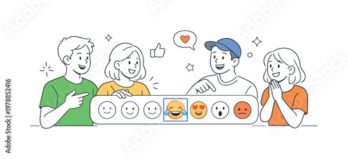 A user interface design concept where platforms provide visual feedback and interaction options through expressive icons, represented by a minimal composition of multiple