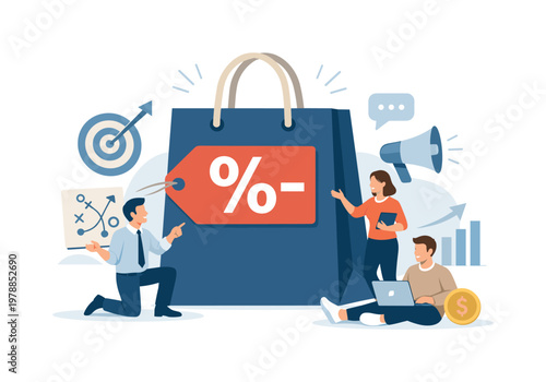 Promotional campaign concept where reduced pricing is used to drive engagement and purchasing behavior, highlighting strategy, communication, and market dynamics, visual