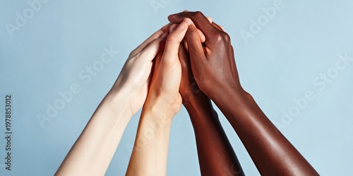 Hands of Different Skin Colors Stacked Together in Harmony Showing Unity and ...