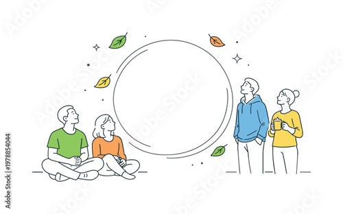 A mindfulness and relaxation concept where individuals embrace slowing down and observing natural rhythms, represented by a minimal composition of gently falling leaves