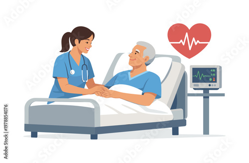 A healthcare professional providing attentive patient care in a calm clinical environment, supporting recovery and well-being through direct interaction and empathy,