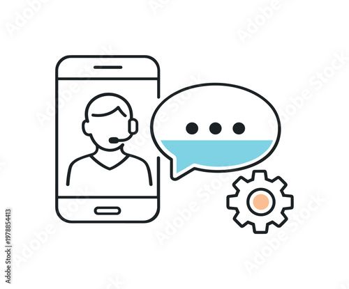 Remote consultation process highlighting real time communication and problem solving between expert and client across virtual platforms, a smartphone paired with a speech