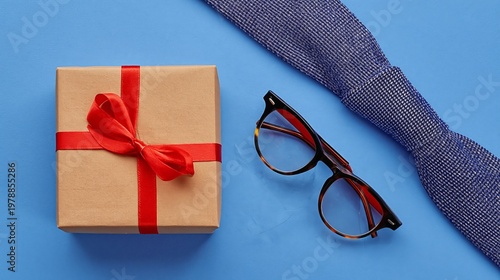 Stylish Accessories on Blue Background for Formal Occasions and Events in a S...