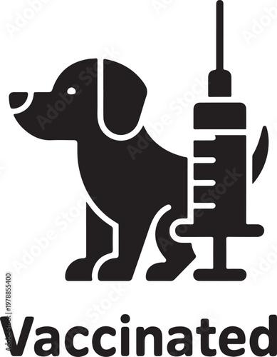 Dog vaccination icon with text puppy animal