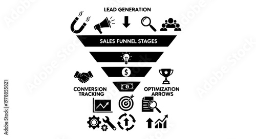 Conversion & Sales Funnel Vector Icons – Lead Generation & Tracking
