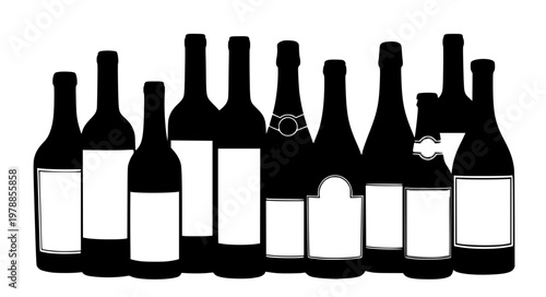 Bottle & Label Vector Icons – Wine, Champagne, Beer & Spirits