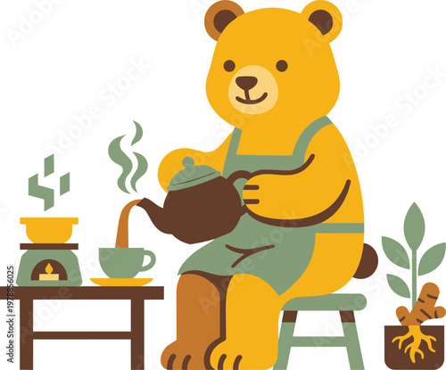 Bear brews tea for turmeric wellness
