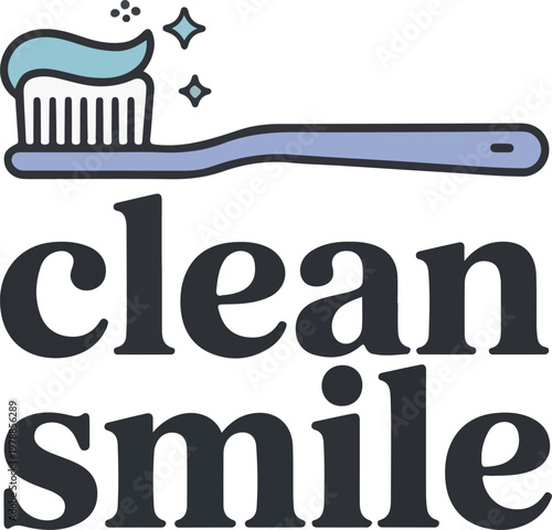 Toothbrush with toothpaste and sparkling stars clean