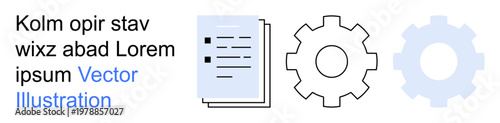 Workflow, process automation, digital tools, operations, data management, documentation. A document and gear icons are displayed. Workflow and process automation concepts