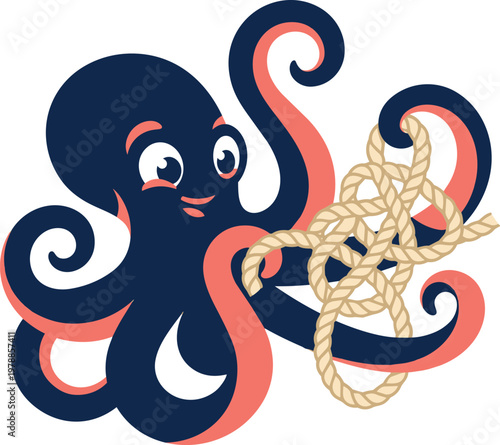 Octopus untangles knot with its tentacles