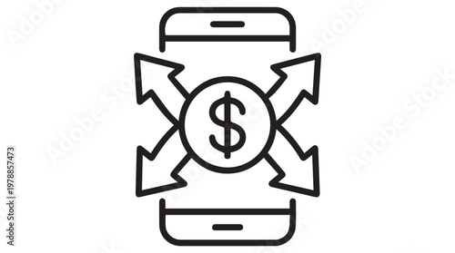 Smartphone with dollar sign symbolizing mobile finance and digital transactions in flat design