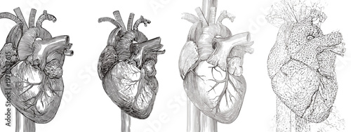 Artistic Illustration of Heart and Lungs Representing Human Anatomy and Health Concepts