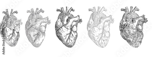 Artistic Illustration of Heart and Lungs Representing Human Anatomy and Health Concepts
