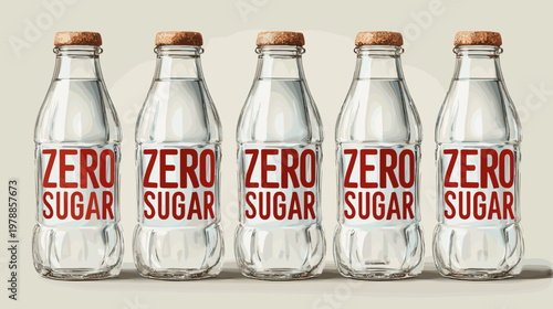 Variety of Colorful Zero Sugar Soft Drinks in Plastic Bottles on a Neutral Background