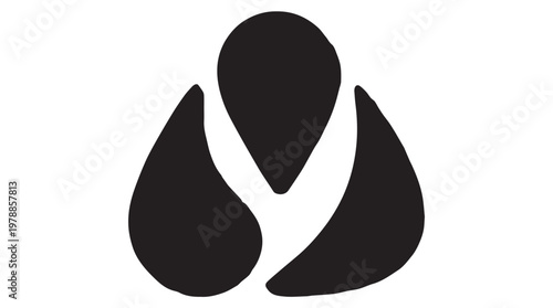 Minimalist black teardrop shapes logo icon design for branding and modern identity